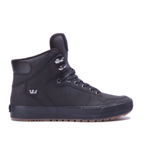 Supra Mens VAIDER COLD WEATHER High Top Shoes Black/Dark Gum | US-44299